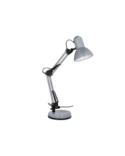 Lampara de escritorio q-connect polaris metalica con interruptor brazo doble tres articulaciones color plata