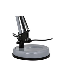 Lampara de escritorio q-connect polaris metalica con interruptor brazo doble tres articulaciones color plata