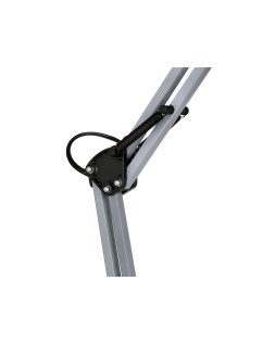 Lampara de escritorio q-connect polaris metalica con interruptor brazo doble tres articulaciones color plata