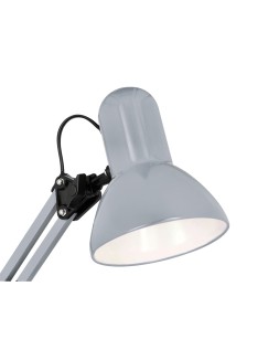 Lampara de escritorio q-connect polaris metalica con interruptor brazo doble tres articulaciones color plata