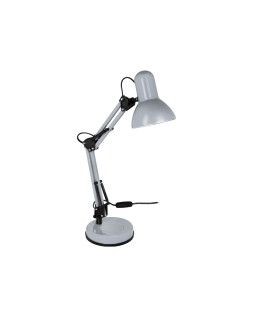 Lampara de escritorio q-connect polaris metalica con interruptor brazo doble tres articulaciones color plata