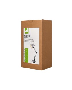 Lampara de escritorio q-connect polaris metalica con interruptor brazo doble tres articulaciones color plata