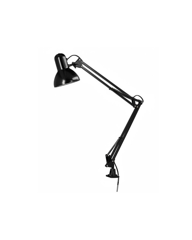 Lampara de escritorio q-connect antares metalica conpinza interruptor brazo doble 3 articulaciones color negro
