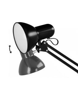 Lampara de escritorio q-connect antares metalica conpinza interruptor brazo doble 3 articulaciones color negro