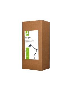 Lampara de escritorio q-connect antares metalica conpinza interruptor brazo doble 3 articulaciones color negro