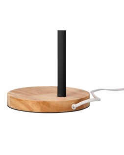 Lampara de escritorio q-connect orion metalica con detalles de madera brazo flexible color negro