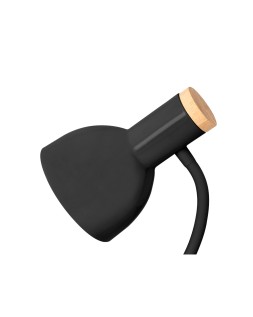 Lampara de escritorio q-connect orion metalica con detalles de madera brazo flexible color negro