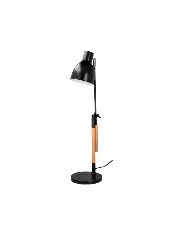 Lampara de escritorio q-connect deneb metalica con detalles de madera interruptor2 articulaciones color negro