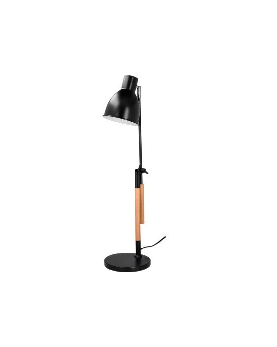 Lampara de escritorio q-connect deneb metalica con detalles de madera interruptor2 articulaciones color negro