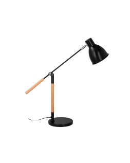 Lampara de escritorio q-connect deneb metalica con detalles de madera interruptor2 articulaciones color negro