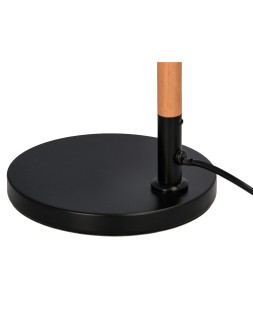 Lampara de escritorio q-connect deneb metalica con detalles de madera interruptor2 articulaciones color negro