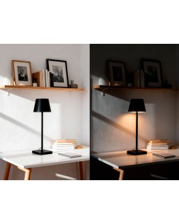 Lampara de escritorio q-connect nova led 2w 200 lm metalica tactil recargable usb-c color negro