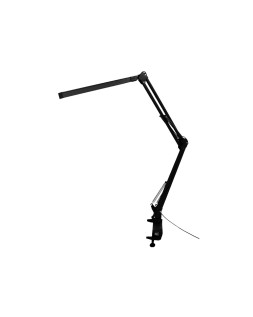 Lampara de escritorio q-connect rigel led 8w 320 lm aluminio con pinza brazo doble3 articulaciones color negro