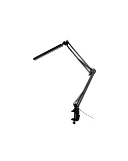 Lampara de escritorio q-connect rigel led 8w 320 lm aluminio con pinza brazo doble3 articulaciones color negro