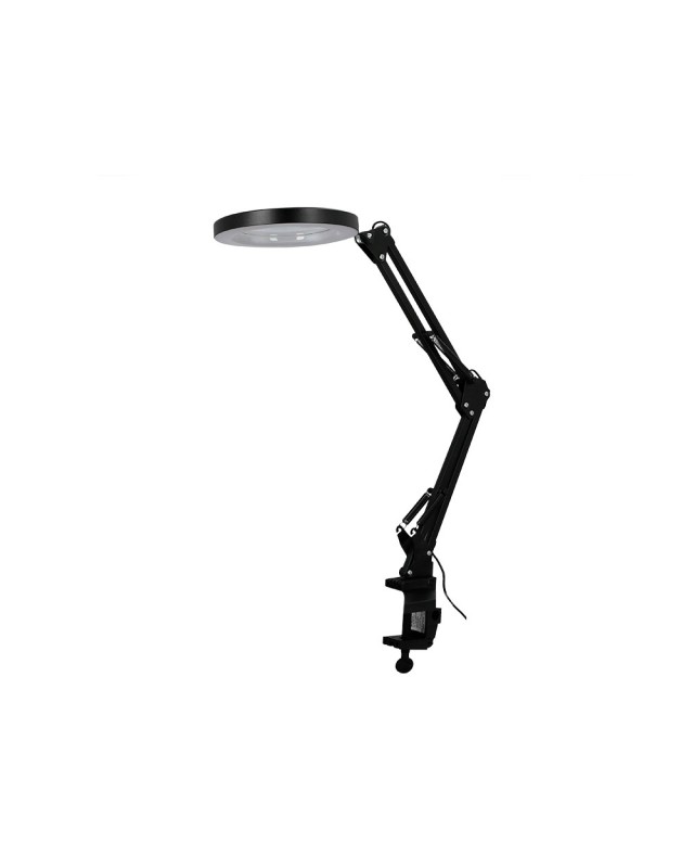 Lampara de escritorio q-connect hadar led 8w 380lm aluminio con pinza y lupa brazo doble color negro