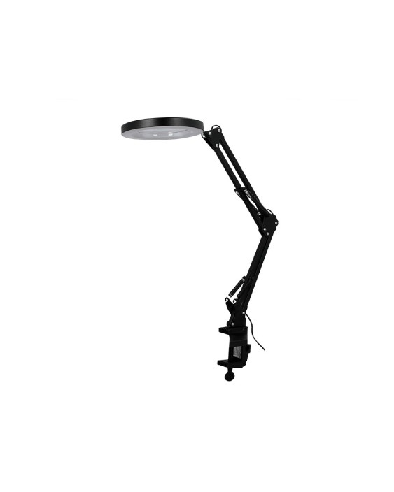Lampara de escritorio q-connect hadar led 8w 380lm aluminio con pinza y lupa brazo doble color negro