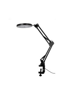 Lampara de escritorio q-connect hadar led 8w 380lm aluminio con pinza y lupa brazo doble color negro