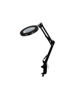 Lampara de escritorio q-connect hadar led 8w 380lm aluminio con pinza y lupa brazo doble color negro