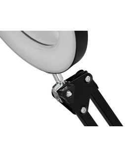 Lampara de escritorio q-connect hadar led 8w 380lm aluminio con pinza y lupa brazo doble color negro