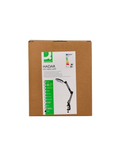 Lampara de escritorio q-connect hadar led 8w 380lm aluminio con pinza y lupa brazo doble color negro