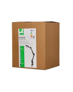 Lampara de escritorio q-connect hadar led 8w 380lm aluminio con pinza y lupa brazo doble color negro