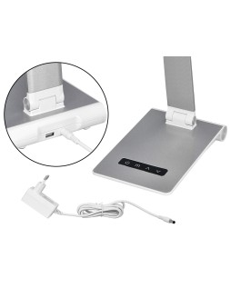 Lampara de escritorio q-connect sirio led 13w 800 lmtactil 3 niveles de color brillo regulable color plata