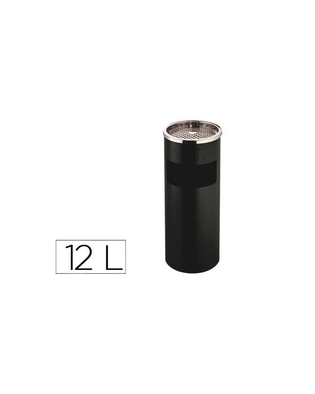 Cenicero papelera metalico q-connect con recogecolillas negro 61,5x25 cm