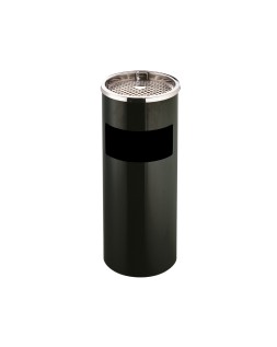 Cenicero papelera metalico q-connect con recogecolillas negro 61,5x25 cm