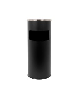 Cenicero papelera metalico q-connect con recogecolillas negro 61,5x25 cm