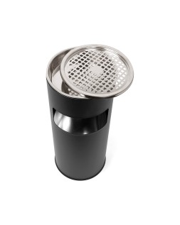 Cenicero papelera metalico q-connect con recogecolillas negro 61,5x25 cm