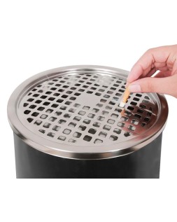 Cenicero papelera metalico q-connect con recogecolillas negro 61,5x25 cm