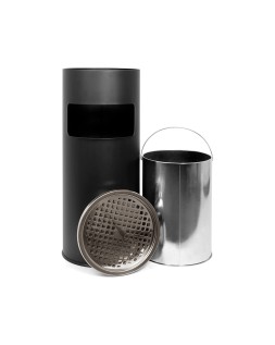 Cenicero papelera metalico q-connect con recogecolillas negro 61,5x25 cm