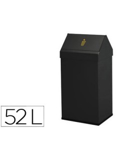 Papelera metalica basculante ganchos interiores aro inferior pvc ancho 32cm alto 65cm fondo 25cm capacidad 41l
