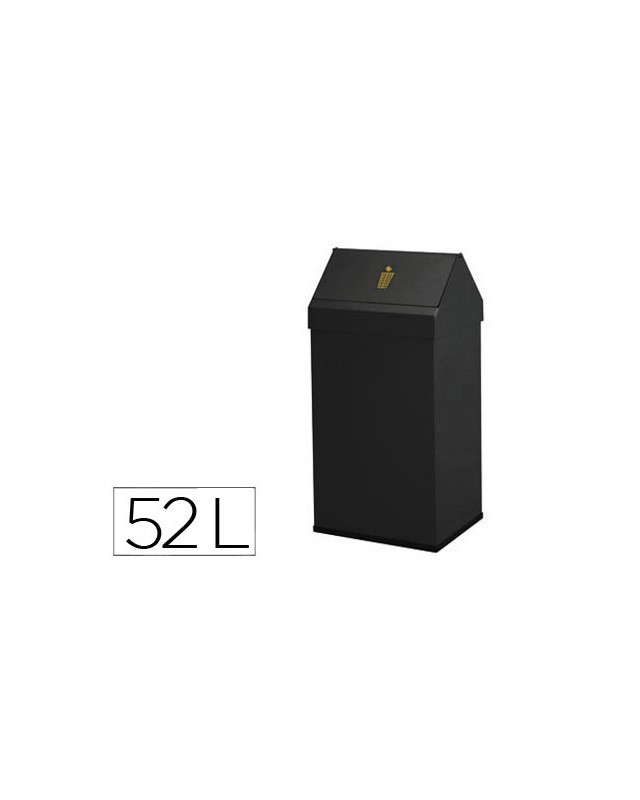 Papelera metalica basculante ganchos interiores aro inferior pvc ancho 32cm alto 65cm fondo 25cm capacidad 41l