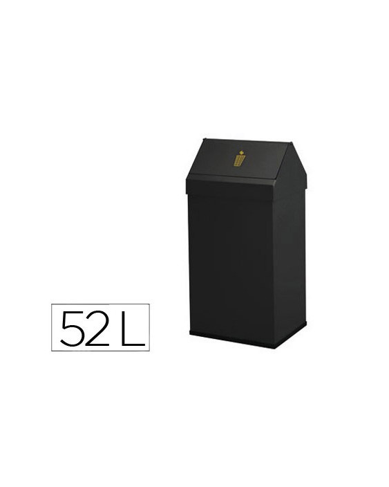 Papelera metalica basculante ganchos interiores aro inferior pvc ancho 32cm alto 65cm fondo 25cm capacidad 41l
