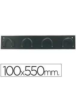 Perchero metalico 611 pared 4 colgadores color negro 55x10x5 cm