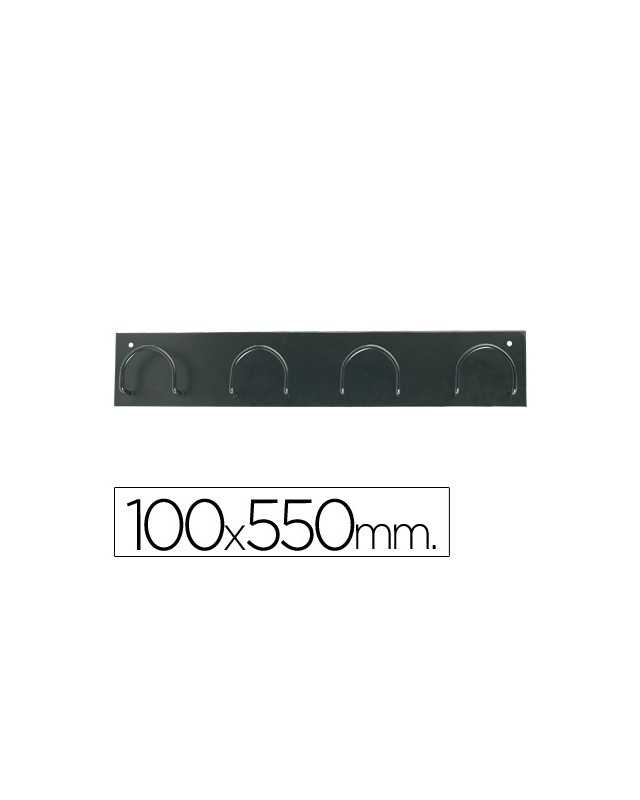 Perchero metalico 611 pared 4 colgadores color negro 55x10x5 cm
