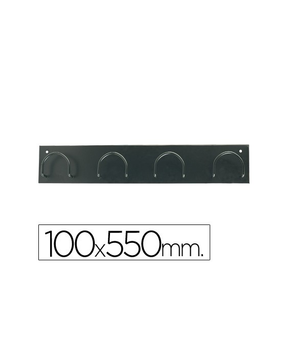 Perchero metalico 611 pared 4 colgadores color negro 55x10x5 cm