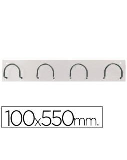 Perchero metalico 611 pared 4 colgadores color blanco 55x10x5 cm