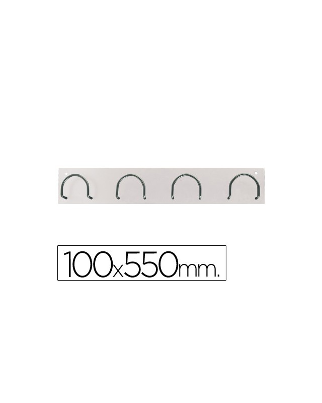 Perchero metalico 611 pared 4 colgadores color blanco 55x10x5 cm
