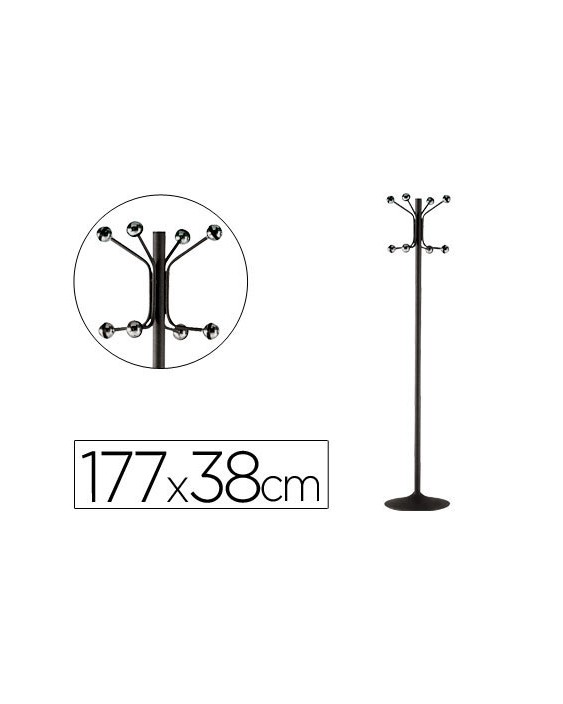 Perchero metalico pie 8 colgadores color negro 177x38 cm