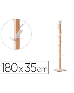 Perchero madera paperflow haya 8 colgadores con paraguero blanco altura 180 cm