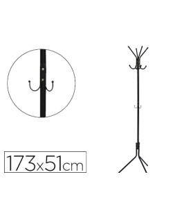 Perchero metalico q-connect negro 8 colgadores 173x51 cm