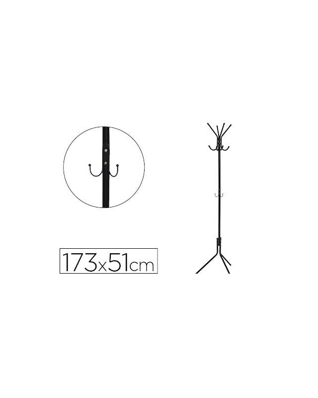 Perchero metalico q-connect negro 8 colgadores 173x51 cm