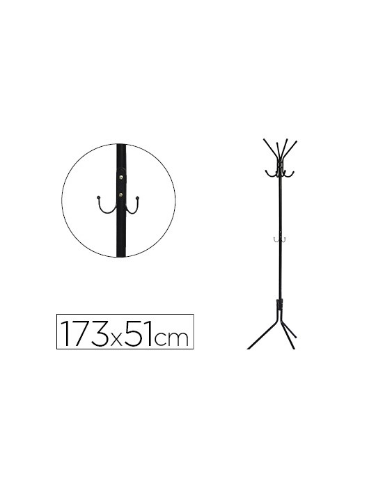 Perchero metalico q-connect negro 8 colgadores 173x51 cm