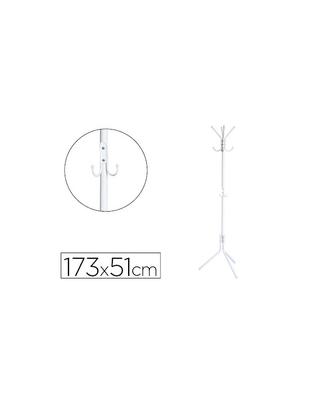 Perchero metalico q-connect blanco 8 colgadores 173x51 cm