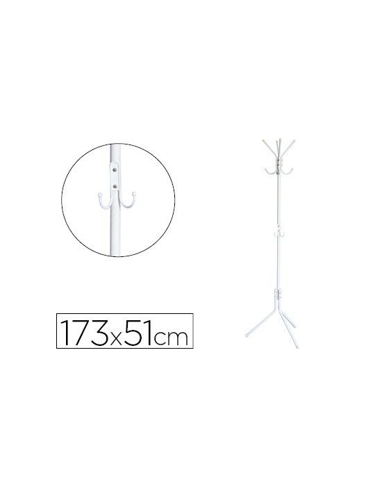 Perchero metalico q-connect blanco 8 colgadores 173x51 cm