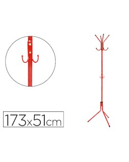 Perchero metalico q-connect rojo 8 colgadores 173x51 cm