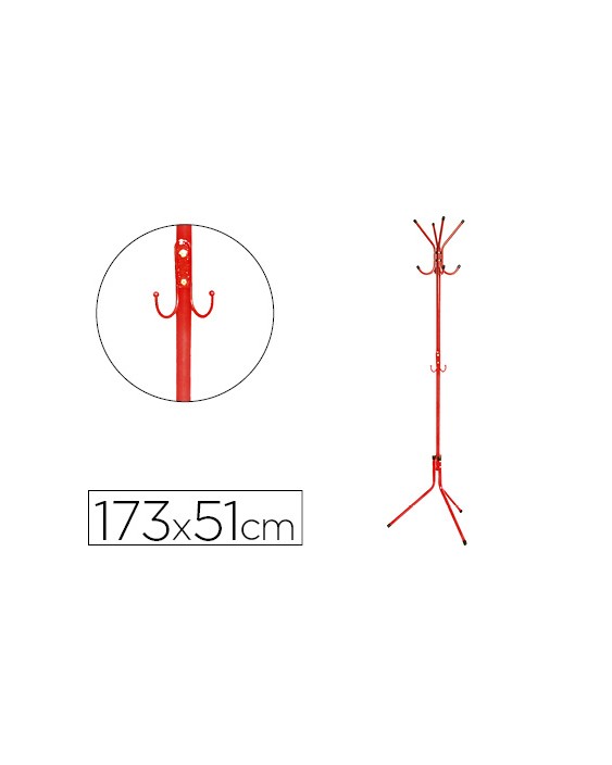 Perchero metalico q-connect rojo 8 colgadores 173x51 cm