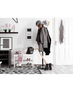 Perchero metalico q-connect negro de pie 10 colgadores y paraguero 174x40 cm